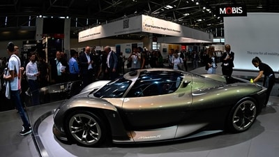A Porsche Mission X electric concept sports car manufactured by German car maker Porsche is displayed during the International Motor Show IAA in Munich, southern Germany, on September 6. (AFP) A Porsche Mission X electric concept sports car manufactured by German car maker Porsche is displayed during the International Motor Show IAA in Munich, southern Germany, on September 6. (AFP)