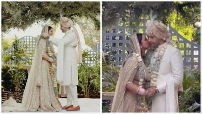 Parineeti Chopra and Raghav Chadha tied the knot in Udaipur. The couple at the varmala ceremony. Parineeti Chopra and Raghav Chadha tied the knot in Udaipur. The couple at the varmala ceremony.
