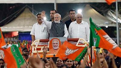 Prime Minister Narendra Modi greets the BJP supporters during the Nari Shakti Vandan - Abhinandan Karyakram, in Ahmedabad on Tuesday (ANI) Prime Minister Narendra Modi greets the BJP supporters during the Nari Shakti Vandan - Abhinandan Karyakram, in Ahmedabad on Tuesday (ANI)