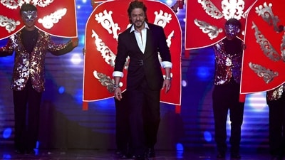 Shah Rukh Khan during the Jawan success event. (AFP) Shah Rukh Khan during the Jawan success event. (AFP)