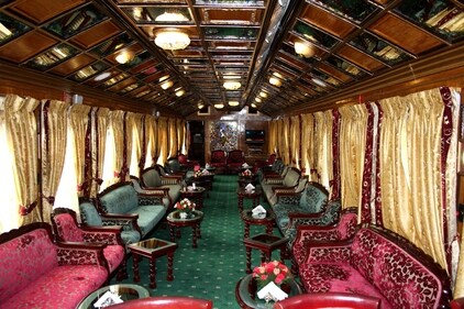Palace on Wheels is a luxury tourist train in India renowned for its opulent amenities and royal travel experience. (Pinterest)