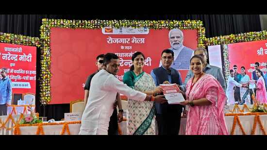 Union minister of state for commerce and industry Anupriya Patel at an event in Varanasi on September 26. (HT photo)