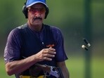 Kuwait's Alrashidi Abdullah competes during the Skeet women's Final at the Fuyang Yinhu Sports Center during 19th Asian Games in Hangzhou, China,