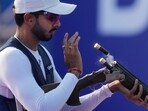 India's Narukan Anant Jeet Singh competes during the skeet men's final at the Fuyang Yinhu Sports Center during 19th Asian Games in Hangzhou, China