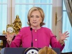 Former US Secretary of State Hillary Clinton delivers remarks during the unveiling of her portrait, at the State Department in Washington, US.