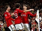 Manchester United's Alejandro Garnacho celebrates scoring their first goal