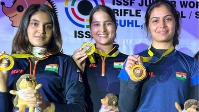 Esha Singh, Rhythm Sangwan, and Manu Bhaker (FILE) (NRAI) Esha Singh, Rhythm Sangwan, and Manu Bhaker (FILE) (NRAI)