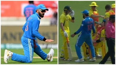 Virat Kohli had a few animated conversations with Australian players in Rajkot (AFP-Jio Cinema) Virat Kohli had a few animated conversations with Australian players in Rajkot (AFP-Jio Cinema)