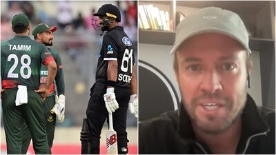 AB de Villers (R) criticised the decision to call Sodhi back after run out at the non-striker's end (AFP/YouTube) AB de Villers (R) criticised the decision to call Sodhi back after run out at the non-striker's end (AFP/YouTube)