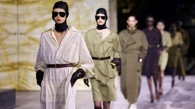 At the Spring/Summer 2024 women's ready-to-wear collection show for Saint Laurent during Paris Fashion Week, models presented Anthony Vaccarello's designs. The undoubtedly fashionable yet utilitarian ensemble had plenty of cargo pockets, made with Parisian flair. (REUTERS/Johanna Geron)