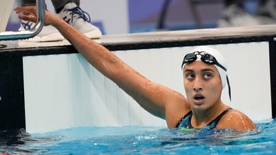 Maana Patel Patel, of India, finishes a heat (AP)