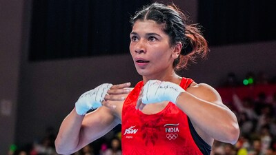 Nikhat Zareen won the women's 50kg round of 16 against Korea's Chorong Bak by unanimous decision, through to quarterfinals. (PTI)