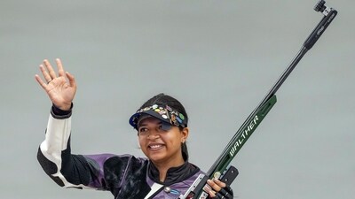 Indian shooter Sift Kaur Samra reacts after winning the gold in the women's 50m rifle 3 positions event at the 19th Asian Games (PTI) Indian shooter Sift Kaur Samra reacts after winning the gold in the women's 50m rifle 3 positions event at the 19th Asian Games (PTI)