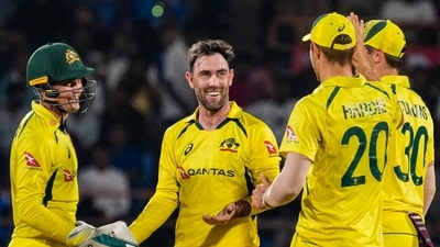 Glenn Maxwell put on his bowling cap and helped Aiustralia end their five-match losing streak. Maxwell took four wickets, with his dismissal of Rohit Sharma with an almost freakish catch off his own bowling becoming a turning point. Australia scored 352/7 and India were all out for 286 in reply. (PTI) Glenn Maxwell put on his bowling cap and helped Aiustralia end their five-match losing streak. Maxwell took four wickets, with his dismissal of Rohit Sharma with an almost freakish catch off his own bowling becoming a turning point. Australia scored 352/7 and India were all out for 286 in reply. (PTI)