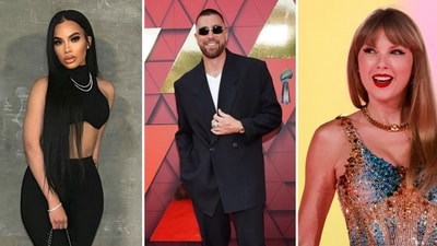Travis Kelce’s (C) former girlfriend, Maya Benberry (L), has warned Taylor Swift (R) about the “cheater” as the athlete and the singer fuelled dating rumours (mayabenberry/Instagram, killatrav/Instagram, Michael Tran / AFP) Travis Kelce’s (C) former girlfriend, Maya Benberry (L), has warned Taylor Swift (R) about the “cheater” as the athlete and the singer fuelled dating rumours (mayabenberry/Instagram, killatrav/Instagram, Michael Tran / AFP)