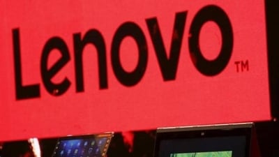 A Lenovo ultrabook and a tablet are displayed during a news conference in Hong Kong. (Reuters photo)