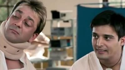 Sanjay Dutt and Jimmy Shergill in a still from Munna Bhai M.B.B.S. Sanjay Dutt and Jimmy Shergill in a still from Munna Bhai M.B.B.S.