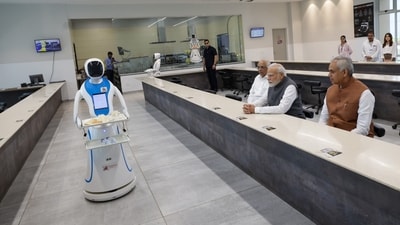 The PM visited the robot exhibition at Science City in Gujarat's Ahmedabad on Wednesday, during which he also inaugurated the Vibrant Gujarat Global Summit. (Twitter/@narendramodi) The PM visited the robot exhibition at Science City in Gujarat's Ahmedabad on Wednesday, during which he also inaugurated the Vibrant Gujarat Global Summit. (Twitter/@narendramodi)