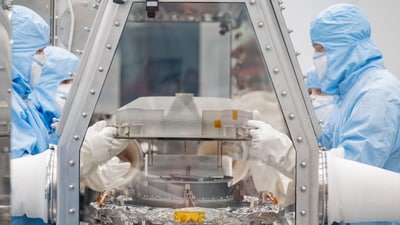Researchers removed the lid of the sample return canister on Tuesday. (NASA) Researchers removed the lid of the sample return canister on Tuesday. (NASA)