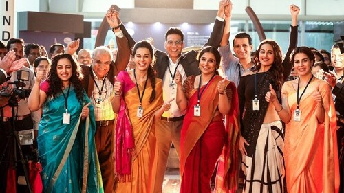 Akshay Kumar, Vidya Balan, Taapsee Pannu, Sonakshi Sinha and other featured with Nithya Menen in Mission Mangal.