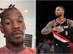Jimmy Buttler (L) speaks on Damian Lillard trade Jimmy Buttler (L) speaks on Damian Lillard trade