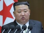 North Korean leader Kim Jong-un speaks during the 9th Session of the 14th Supreme People's Assembly of the Democratic People's Republic of Korea, in Pyongyang.