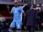 Napoli's Victor Osimhen remonstrates with coach Rudi Garcia after being substituted