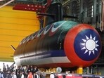 Taiwan's domestically-made submarine during the naming and launching ceremony of domestically-made submarines at CSBC Corp's shipyards in Kaohsiung, southern Taiwan, 