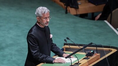 External Affairs Minister Dr S Jaishankar delivers the national statement at the United Nations General Assembly session, in New York, (S Jaishankar Twitter) External Affairs Minister Dr S Jaishankar delivers the national statement at the United Nations General Assembly session, in New York, (S Jaishankar Twitter)