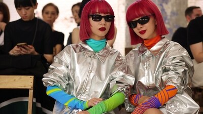 Ami Suzuki and Aya Suzuki pose before Dries Van Noten Spring/Summer 2024 Women's ready-to-wear collection show during Paris Fashion Week in Paris, France, September 27, 2023.&nbsp; (REUTERS/Johanna Geron)