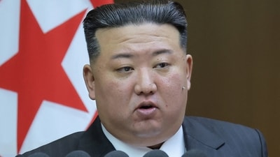 North Korean leader Kim Jong-un speaks during the 9th Session of the 14th Supreme People's Assembly of the Democratic People's Republic of Korea, in Pyongyang. (via REUTERS)
