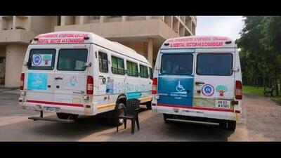 The buses, billed “Kalam Express”, are equipped with a television, laptop library, sports as well as teaching and physiotherapy kits. (HT Photo) The buses, billed “Kalam Express”, are equipped with a television, laptop library, sports as well as teaching and physiotherapy kits. (HT Photo)