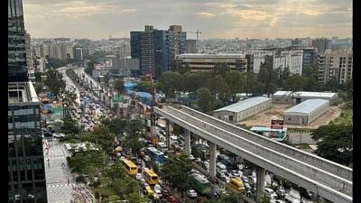 The vehicular traffic on Wednesday was twice the normal for a regular day. (Twitter/Mahadevapura Task Force) The vehicular traffic on Wednesday was twice the normal for a regular day. (Twitter/Mahadevapura Task Force)