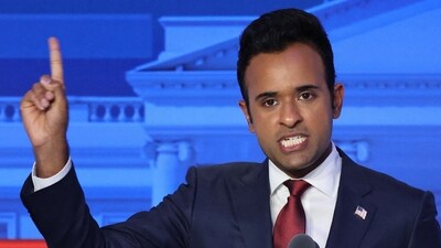 Vivek Ramaswamy speaks during the second Republican candidates' debate of the 2024 U.S. presidential campaign at the Ronald Reagan Presidential Library in Simi Valley, California, U.S. September 27, 2023 (REUTERS/Mike Blake) (REUTERS)