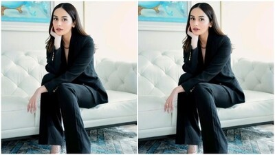 Manushi, for midweek, gave us all kinds of formal fashion inspo in a black suit as she slayed the look to perfection. (Instagram/@manushi_chhillar) Manushi, for midweek, gave us all kinds of formal fashion inspo in a black suit as she slayed the look to perfection. (Instagram/@manushi_chhillar)