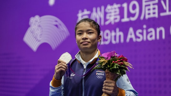 Meanwhile, Naorem Roshibina Devi clinched the silver after losing in the women's 60kg wushu gold medal bout to China's Wu Xiaowei.(PTI)