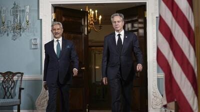 Blinken said it was a pleasure to welcome his “friend and colleague” Jaishankar. (AP Photo) Blinken said it was a pleasure to welcome his “friend and colleague” Jaishankar. (AP Photo)