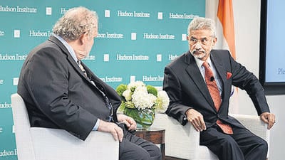 External affairs minister S Jaishankar during the interactive session at Hudson Institute on Friday. (ANI)