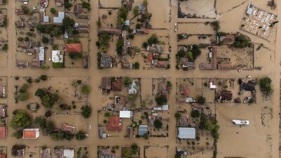 Hundreds of people were rescued from floods in Greece overnight and early on September 28, 2023, officials said, as a new storm hit the country just weeks after floods left 17 dead. (AFP) Hundreds of people were rescued from floods in Greece overnight and early on September 28, 2023, officials said, as a new storm hit the country just weeks after floods left 17 dead. (AFP)