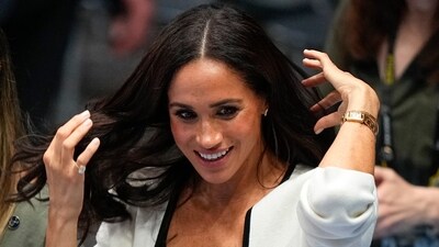 Britain's Meghan, Duchess of Sussex, reacts on court during the Invictus Games in Duesseldorf, Germany, Wednesday, Sept. 13, 2023. Harry founded the Invictus Games to aid the rehabilitation of service members and veterans by giving them the challenge of competing in sports events similar to the Paralympics. (AP) Britain's Meghan, Duchess of Sussex, reacts on court during the Invictus Games in Duesseldorf, Germany, Wednesday, Sept. 13, 2023. Harry founded the Invictus Games to aid the rehabilitation of service members and veterans by giving them the challenge of competing in sports events similar to the Paralympics. (AP)