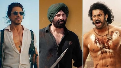Shah Rukh in Pathaan, Sunny Deol in Gadar 2, and Prabhas in Baahubali 2. Shah Rukh in Pathaan, Sunny Deol in Gadar 2, and Prabhas in Baahubali 2.