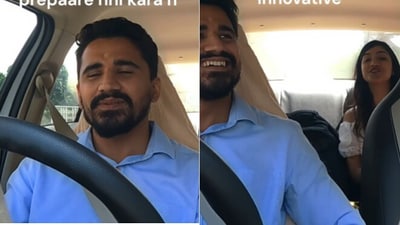 Cab driver in conversation with the employee. Cab driver in conversation with the employee.