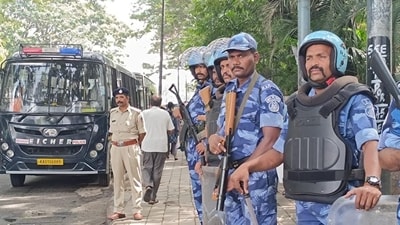 Police personnel deployed during bandh in Bengaluru Police personnel deployed during bandh in Bengaluru