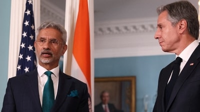 US secretary of state Antony Blinken and external affairs minister S Jaishankar meet at the state department in Washington. (REUTERS)
