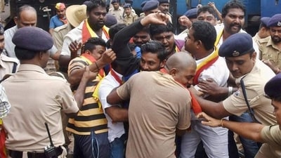 700 protesters detained in Bengaluru, police call it a 'peaceful' strike (PTI photo) 700 protesters detained in Bengaluru, police call it a 'peaceful' strike (PTI photo)