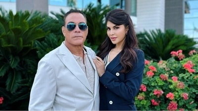 Jacqueline Fernandez with Jean-Claude Van Damme in Italy. Jacqueline Fernandez with Jean-Claude Van Damme in Italy.