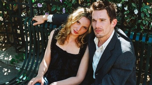 This American romantic drama, directed by Richard Linklater, stars Ethan Hawke and Julie Delpy. This American romantic drama, directed by Richard Linklater, stars Ethan Hawke and Julie Delpy.