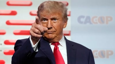 Former President Donald Trump points to the crowd AP/PTI (AP) Former President Donald Trump points to the crowd AP/PTI (AP)