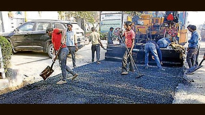 In December 2018, MCG had constructed its first-ever plastic road in the city, a 100-metre stretch in Sector 51. (HT Archive) In December 2018, MCG had constructed its first-ever plastic road in the city, a 100-metre stretch in Sector 51. (HT Archive)