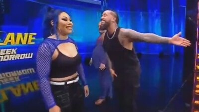 The moment when Jimmy Uso was slapped (X(Formerly Twitter)/@AustinCreedWins) The moment when Jimmy Uso was slapped (X(Formerly Twitter)/@AustinCreedWins)